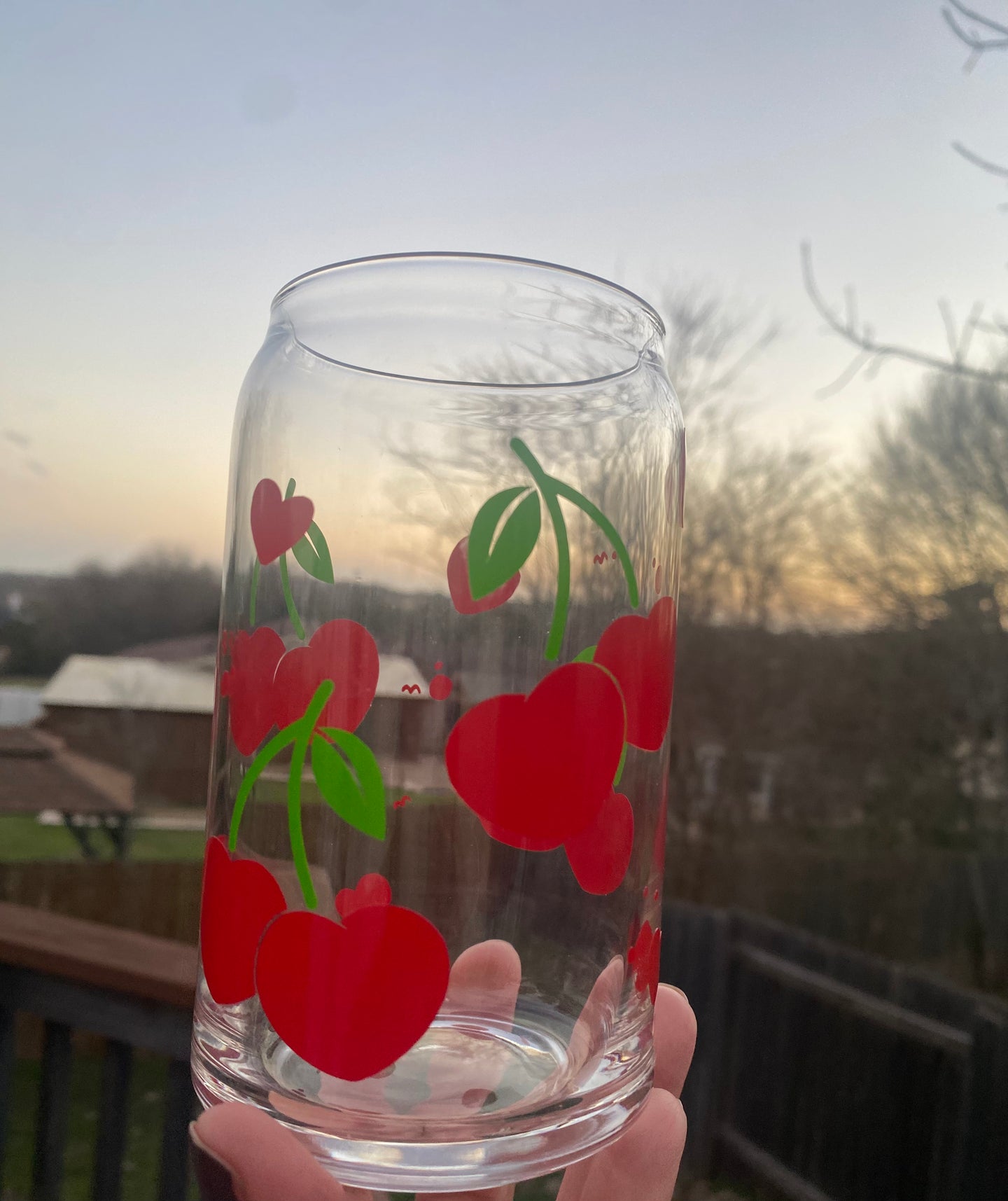 Cherry Hearts glass cup