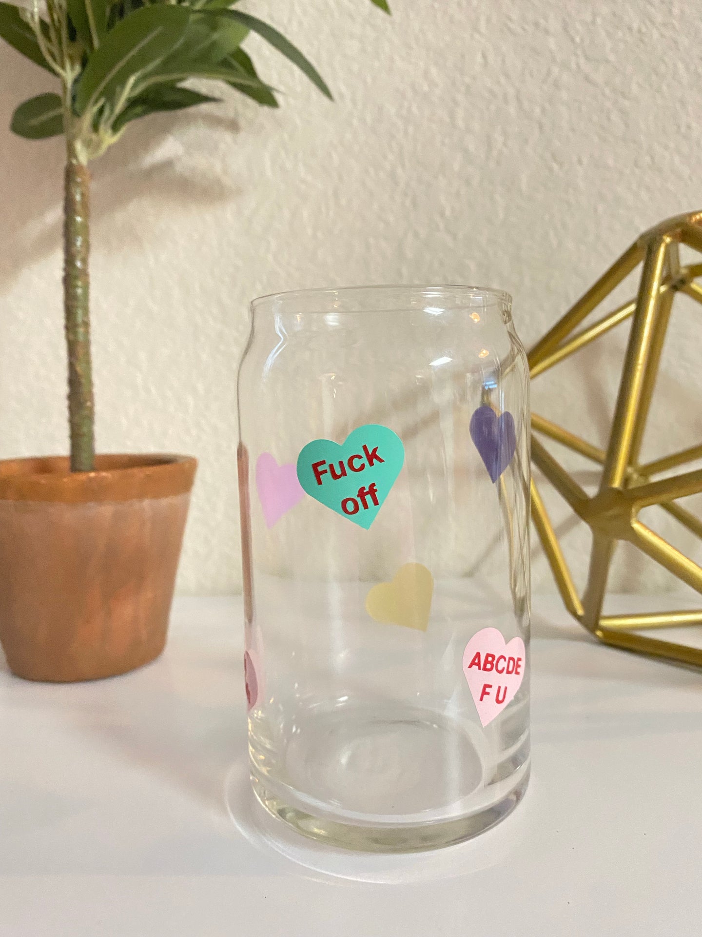 Anti-Valentine’s Day 16 oz. glass cup