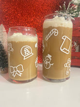 Load image into Gallery viewer, Holiday doodles, 20 oz glass cup
