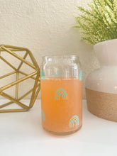 Load image into Gallery viewer, Mini Rainbows 16 oz. glass can cup
