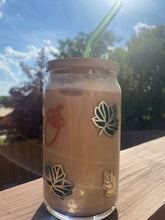 Load image into Gallery viewer, Fall leaves &amp; acorns 16 oz glass cup
