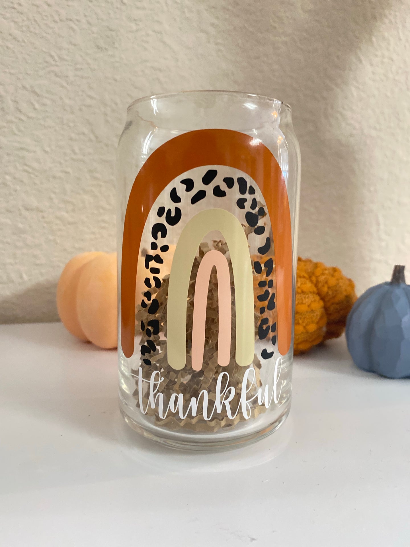 Thankful Boho Rainbow glass cup