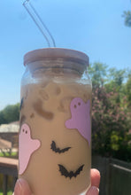 Load image into Gallery viewer, Pastel Ghosts &amp; Bats 16 oz. glass cup
