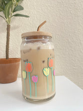 Load image into Gallery viewer, Tulips 16 oz. glass can cup
