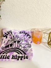 Load image into Gallery viewer, Stay Trippy mushroom shirt, purple tie-dye
