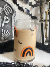 Load image into Gallery viewer, Halloween Rainbows &amp; Bats 16 oz. glass can cup
