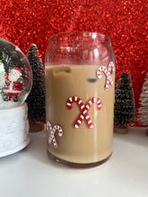 Load image into Gallery viewer, Candy canes, cold color changing 16 oz. glass cup
