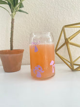 Load image into Gallery viewer, Purple Mushrooms 16 oz. glass can cup
