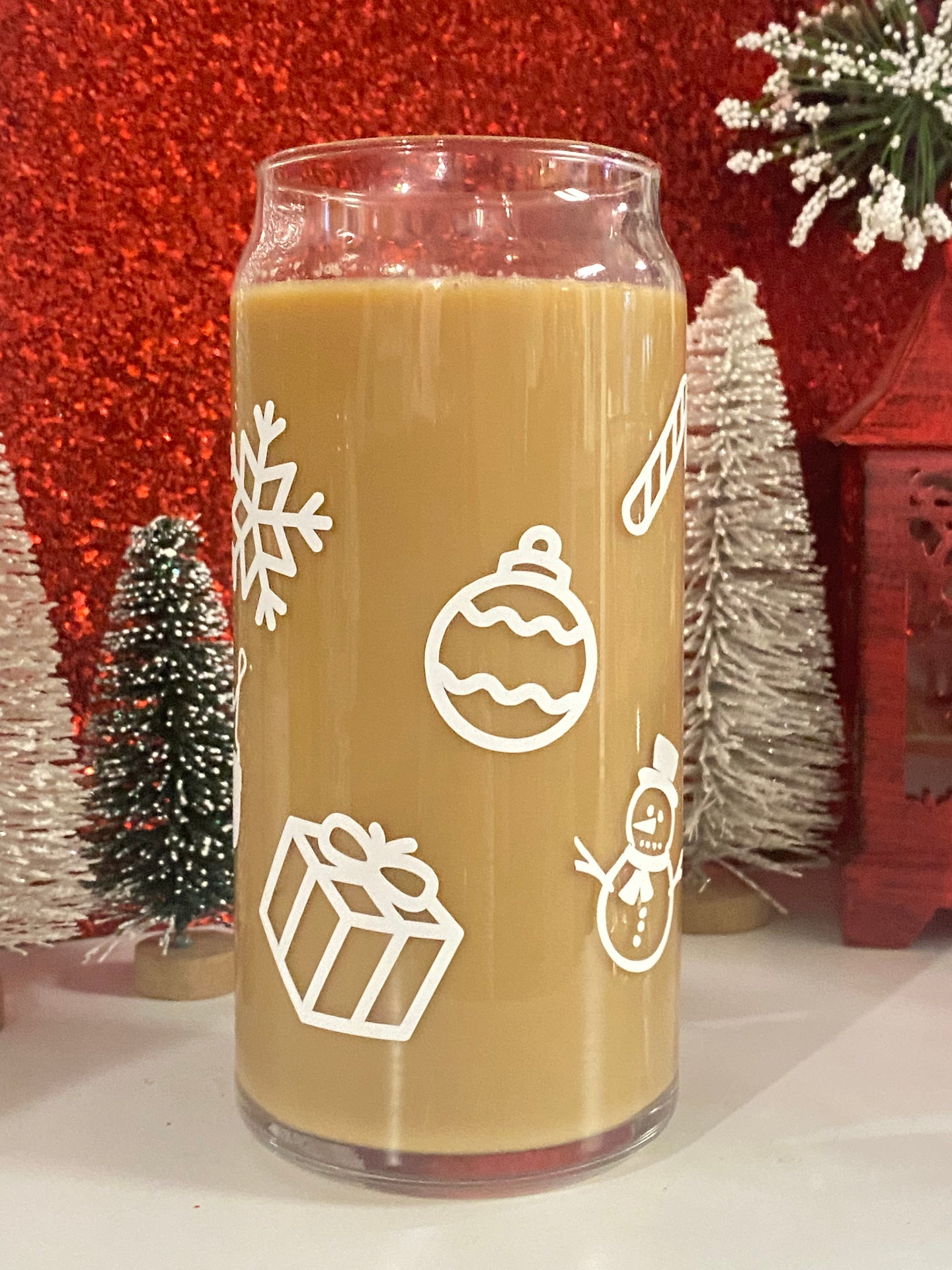 Holiday doodles, 20 oz glass cup