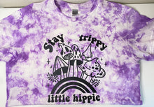 Load image into Gallery viewer, Stay Trippy mushroom shirt, purple tie-dye
