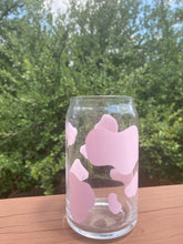 Load image into Gallery viewer, Pink Cow print 16 oz. glass cup
