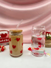 Load image into Gallery viewer, Red Hearts, color-changing, 16oz.or 20 oz. glass cup
